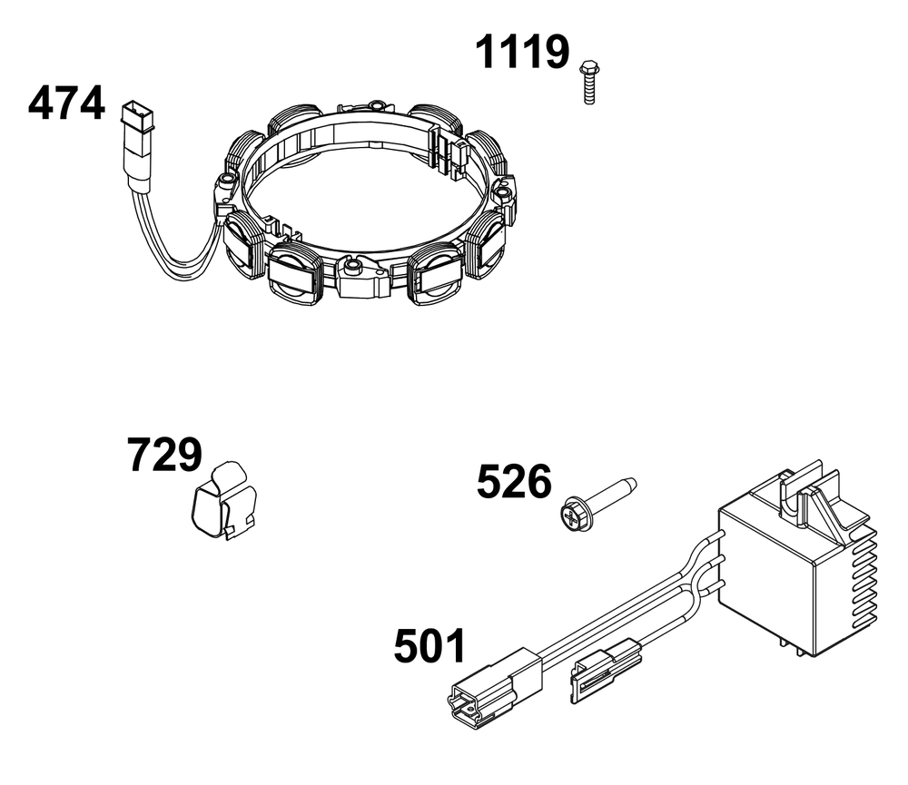 Alternator Group Diagram and Parts List for 44X977-0012-G1  Briggs and Stratton Engine